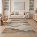 Modern Wavy Hills Brown Tan Area Rug