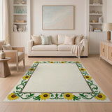 Sunflower Vine Border Area Rug