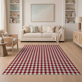 Classic Red Gingham Check Rustic Farmhouse Area Rug