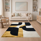 Bold Black Gold Geometric Area Rug