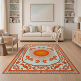 Radiant Orange Sun Medallion Persian Rug