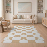 Beige Hexagon Lattice Area Rug