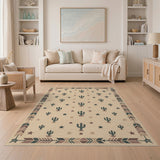Beige Southwestern Cactus Arrow Area Rug
