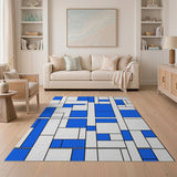 Geometric Modern Blue Geometric Abstract Area Rug