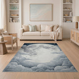 Dreamy Cartoon Moon Clouds Area Rug