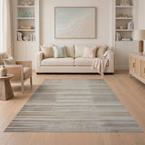 Beige and Neutral Geometric Modern Beige Neutral Striped Geometric Area Rug