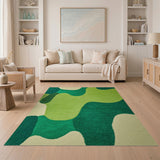 Vibrant Green Wavy Abstract Area Rug