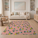 Whimsical Pink Lemon Fruit Pattern Area Rug