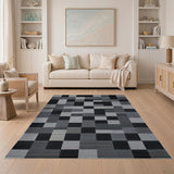 Modern Black White Patchwork Area Rug