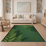 Green Vintage Fern Silhouette Green Area Rug