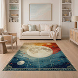 Vintage Cosmic Moon Mountains Area Rug