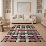 Woven Basket Brown Tan Geometric Rug