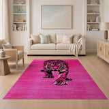 Bold Pink Tiger Silhouette Area Rug