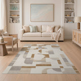 Geometric Modern Modern Geometric Abstract Beige Area Rug