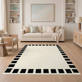 Geometric Modern Black Geometric Border Area Rug