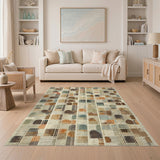 Abstract Earth Tone Area Rug in Brown and Tan