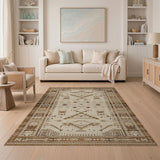 Tan Brown Southwestern Geometric Area Rug