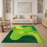 Vibrant Green Yellow Abstract Geometric Rug