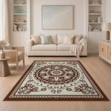Elegant Brown Mandala Persian Area Rug