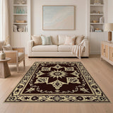 Elegant Traditional Persian Rug in Beige Maroon