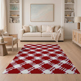Red Geometric Modern Bold Red Gingham Checkered Area Rug