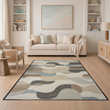 Beige and Neutral Modern Abstract Geometric Area Rug