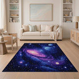 Cosmic Spiral Galaxy Area Rug with Planets