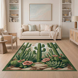 Southwestern Desert Cactus Garden Area Rug