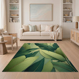 Layered Green Banana Leaf Area Rug