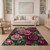 Victorian Pink Rose Floral Area Rug