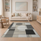 Beige and Neutral Abstract Geometric Grey Area Rug