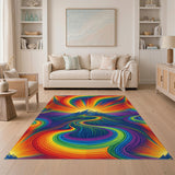 Vibrant Rainbow Mountain Swirl Area Rug