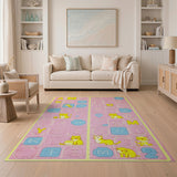 Cute Yellow Cats Alphabet Kids Rug