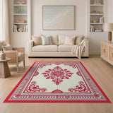 Red Ornate Red Floral Medallion Area Rug