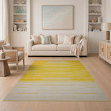 Yellow Vibrant Yellow Geometric Stripe Area Rug