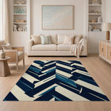 Blue and Teal Navy Chevron Geometric Area Rug