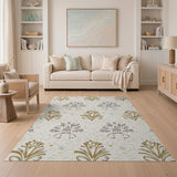 Elegant Gold Floral Ivory Area Rug