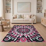 Bold Pink Mandala Geometric Area Rug