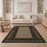 Green Tartan Plaid Border Area Rug