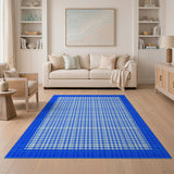 Classic Blue Gingham Check Area Rug
