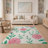 Blush Pink Roses Floral Area Rug
