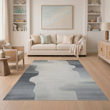 Black and White Modern Wavy Grey Abstract Area Rug