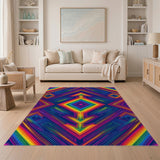 Rainbow Neon Geometric Area Rug