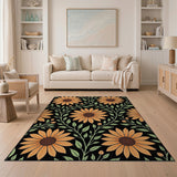 Orange Sunflower Vine Area Rug