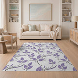 Purple Leaf Vine Floral Area Rug