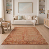 Terracotta and Beige Geometric Area Rug