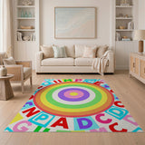 Rainbow Alphabet Block Letters Kids Area Rug