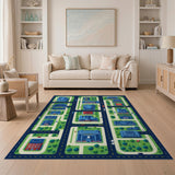 Kids Cartoon City Street Map Play Rug