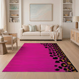 Hot Pink Leopard Print Border Area Rug