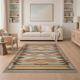 Tan Rust Geometric Southwestern Area Rug